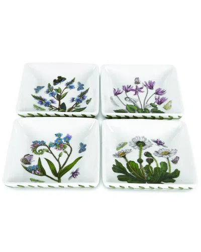Portmeirion Dnu  Botanic Garden Set Of 4 Square Mini Dishes In White