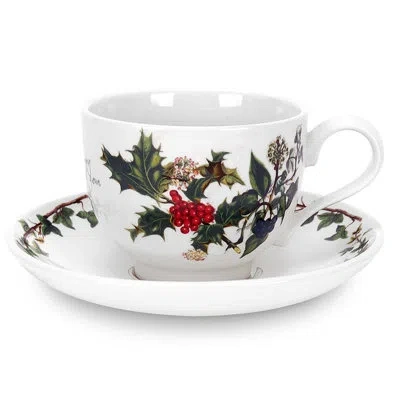 Portmeirion Holly & Ivy 7 Oz. Teacup & Saucers, Set Of 6 In Multicolor