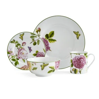 Portmeirion Roses 16-pc Set Roses In White;green;pink;white And Blue