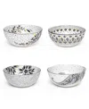 Portmeirion Sara Miller Artisanne Noir Cereal Bowls, Set Of 4 In White