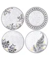 Portmeirion Set Of 4 Artisanne Noir Salad Plates In White