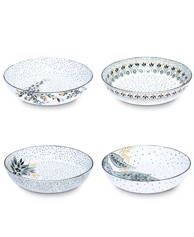 Portmeirion Sara Miller Artisanne Noir Pasta Bowls, Set Of 4 In White