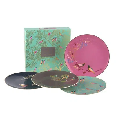 Portmeirion Sara Miller Chelsea  Sm Chelsea Collection Plates 8" S/4 Assorted In Green;gray;pink;navy