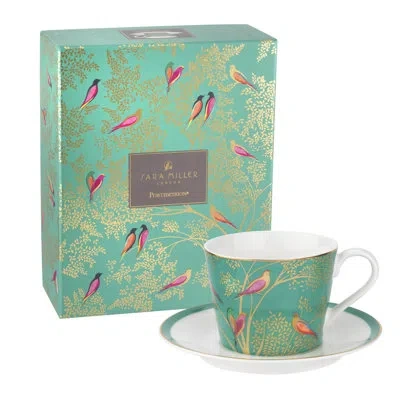 Portmeirion Sara Miller Chelsea  Sm Chelsea Collection Teacup & Saucer 8oz Green