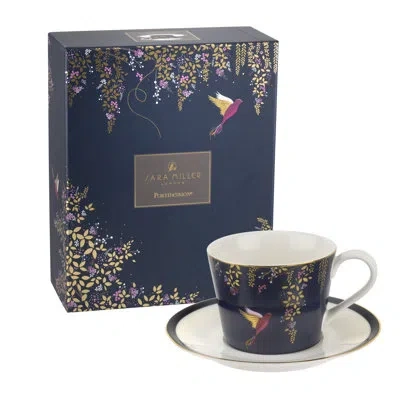 Portmeirion Sara Miller Chelsea  Sm Chelsea Collection Teacup & Saucer 8oz Navy