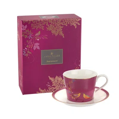 Portmeirion Sara Miller Chelsea  Sm Chelsea Collection Teacup & Saucer 8oz Pink