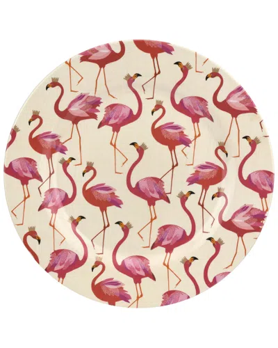 Portmeirion Sara Miller For  Flamingo Collection Set Of Four 11in Melamine Dinner Plates