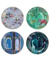 Portmeirion Sara Miller India Cake Plates, Set Of 4, Service For 4 In Multi