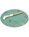 Portmeirion Chelsea Collection Cheese Plate With Knife In Green