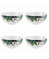 Portmeirion Sara Miller Parrot Bowl, Set Of 4 In White