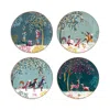 Portmeirion Sara Miller Woodland Tales Assorted Plates, Set Of 4 In Green