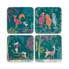 Portmeirion Sara Miller Woodland Tales Coasters, Set Of 4 In Green