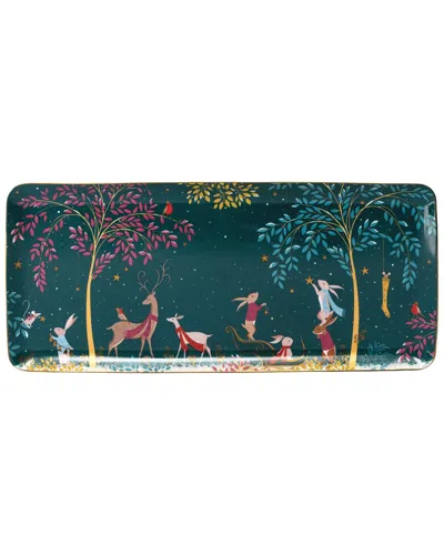 Portmeirion Sara Miller Woodland Tales Deer & Robin Sandwich Tray In Green