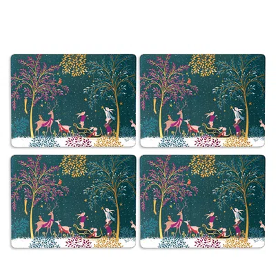 Portmeirion Sara Miller Woodland Tales Large Placemats, Set Of 4 In Blue