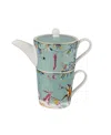 Portmeirion Sara Miller Woodland Tales Merry Band Tea For One In Green