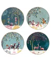 Portmeirion Sara Miller Woodland Tales Plates, Set Of 4, Service For 4 In Multi