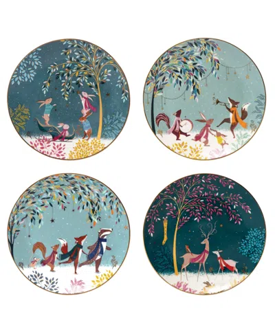Portmeirion Sara Miller Woodland Tales Plates, Set Of 4, Service For 4 In Multi