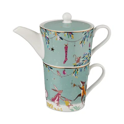 Portmeirion Sara Miller Woodland Tales Tea For One, Merry Band In Blue