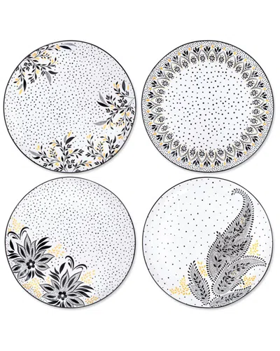 Portmeirion Set Of 4 Artisanne Noir Dinner Plates In Blue