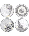 Portmeirion Set Of 4 Artisanne Noir Salad Plates