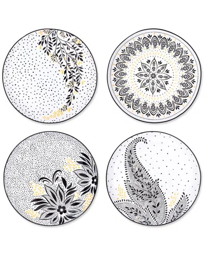 PORTMEIRION PORTMEIRION SET OF 4 ARTISANNE NOIR SALAD PLATES