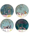 Portmeirion Sara Miller Woodland Tales Plates, Set Of 4, Service For 4 In Multi