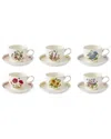 Portmeirion Set Of 6 Botanic Garden Meadow Breakfast Cups & Saucers In Multi