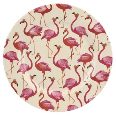 Portmeirion Sm Flamingo Collection S/4 Melamine Dinner Plates 11" In Beige;pink