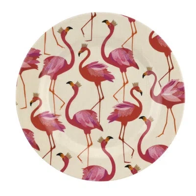 Portmeirion Sm Flamingo Collection S/4 Melamine Salad Plates 8" In Beige;pink