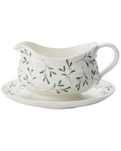 Portmeirion Sophie Conran Mistletoe 19oz Sauce Boat & Stand In White