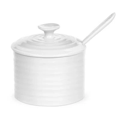 Portmeirion Sophie Conran White Conserve Pot W/spoon 4.5"