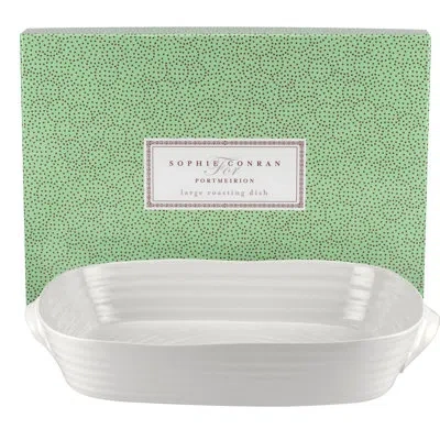 Portmeirion Sophie Conran White Lg Hndl Rect Rst Dish 15"x 11"