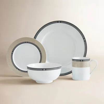 Portmeirion Vintage Chic 16-pc Set Vintage Chic In Brown;white;white And Blue