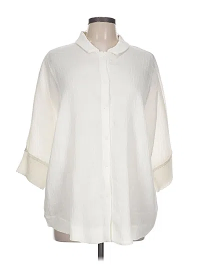 Pre-owned Porto 3/4 Sleeve Button Down Shirt In Ivory