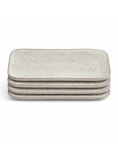 Porto Brasil 10.63" Stoneware Medium Rectangular Juta Platters, Set Of 4