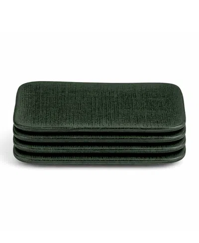 Porto Brasil 10.63" Stoneware Medium Rectangular Juta Platters, Set Of 4 In Green