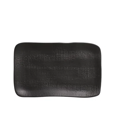 Porto Brasil 10.63" Stoneware Medium Rectangular Juta Platters, Set Of 4 In Matte Black