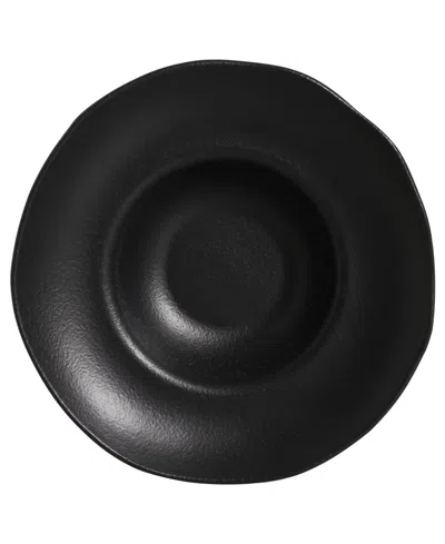 Porto Brasil 11.02" Stoneware Deep Rim Plates, Set Of 4 In Matte Black