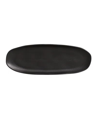Porto Brasil 14.17" Stoneware Large Shallow Oval Platters, Set Of 4 In Matte Black