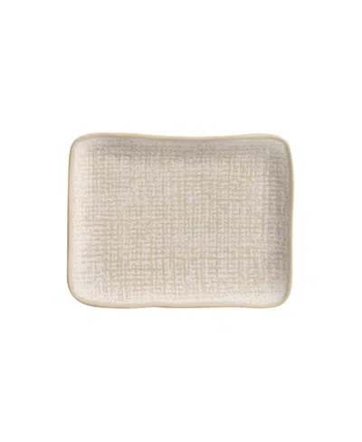 Porto Brasil 7" Stoneware Rectangular Juta Platters, Set Of 4 In Latte