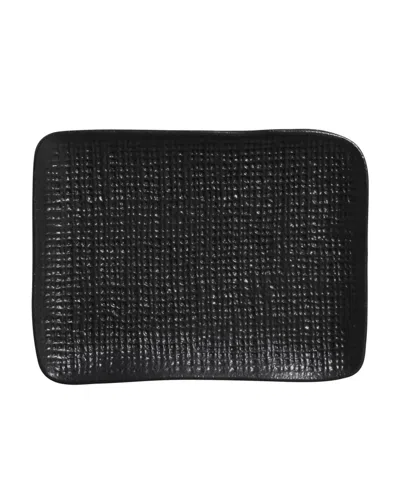 Porto Brasil 7" Stoneware Rectangular Juta Platters, Set Of 4 In Matte Black