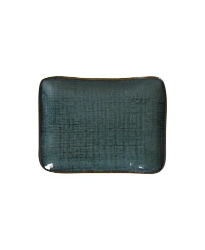 Porto Brasil 7" Stoneware Rectangular Juta Platters, Set Of 4 In Oceano