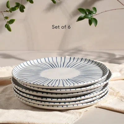 Porto Brasil Bio Stoneware Elemento Dinner Plate, 10.8" (set Of 6) In White