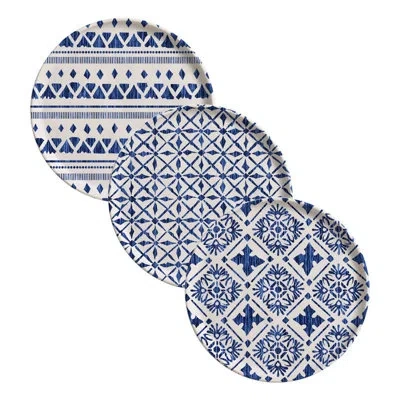 Porto Brasil Bio Stoneware Maya Dessert Plate, 8.46", 3 Designs, 2 Of Each (set Of 6) In Ivory