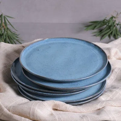 Porto Brasil Breeze Commercial Dishwasher Safe 10.8'' Stoneware Dinner Plate , Set Of 6 In Blue