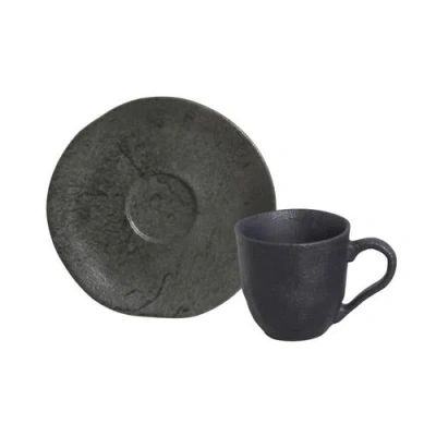 Porto Brasil Coffee Cup & Saucer In Black