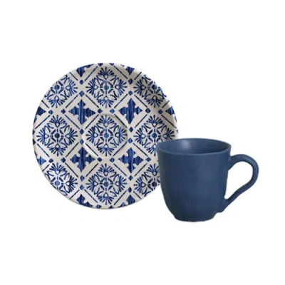 Porto Brasil Coffee Cup & Saucer Set Of 6 In Blue