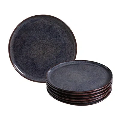 Porto Brasil Commercial Dishwasher Safe 10.82'' Stoneware Dinner Plate , Set Of 6 In Blue Titanium