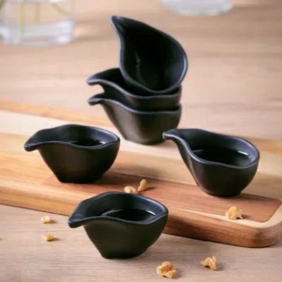 Porto Brasil Commercial Dishwasher Safe 3.15'' Stoneware Salad Or Dessert Plate , Set Of 6 In Matte Black