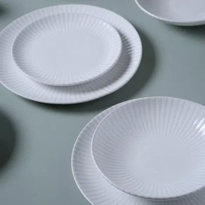 Porto Brasil Coup Stoneware Trendy Dinner Plate, 10.2" (set Of 6) In White